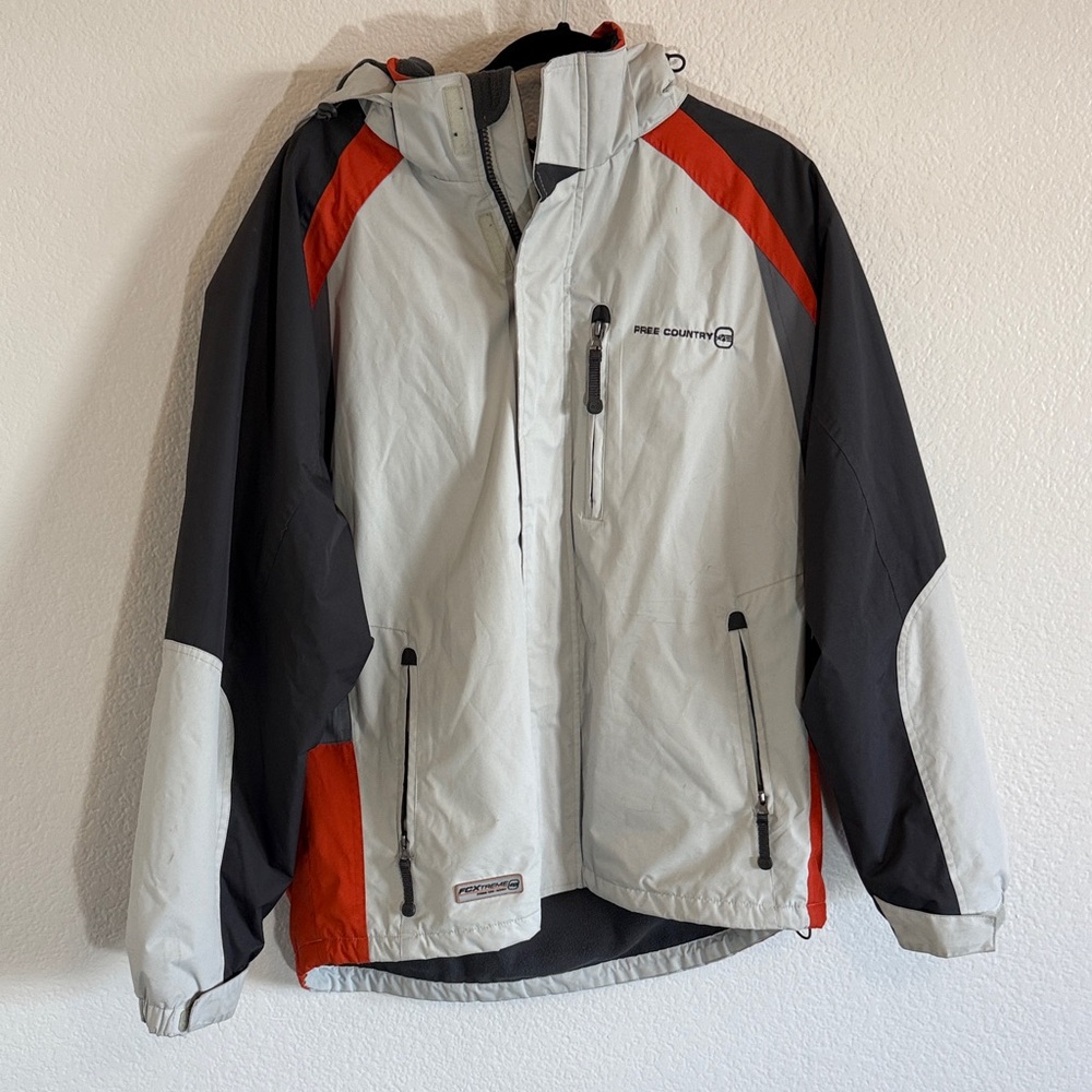 Free Country Men's Performance Fleece Lined Jacket in Gray, Black, and Red